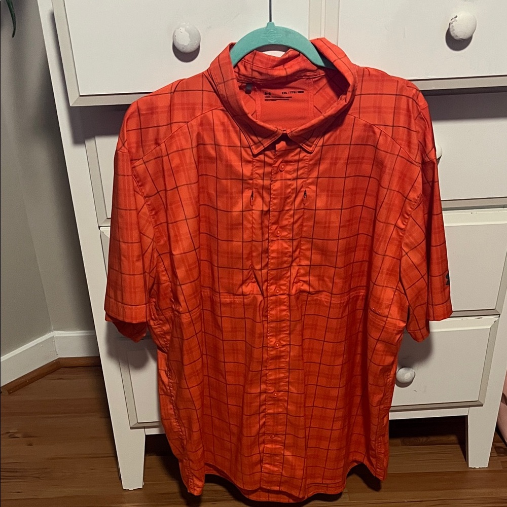 REDUCED!! Under Armour Men's Orange Plaid Button Down Shirt